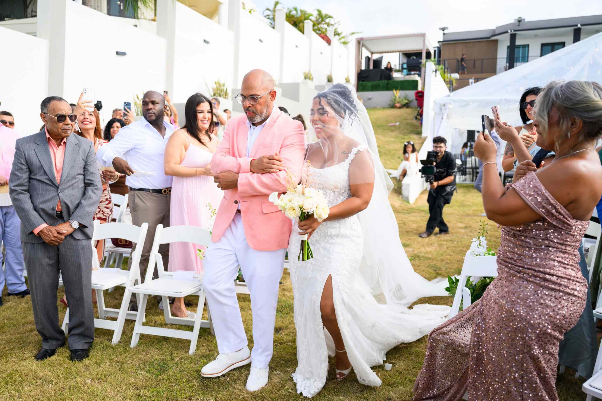 Bride and groom celebrating an outdoor wedding at Blue Malibu PR private event venue