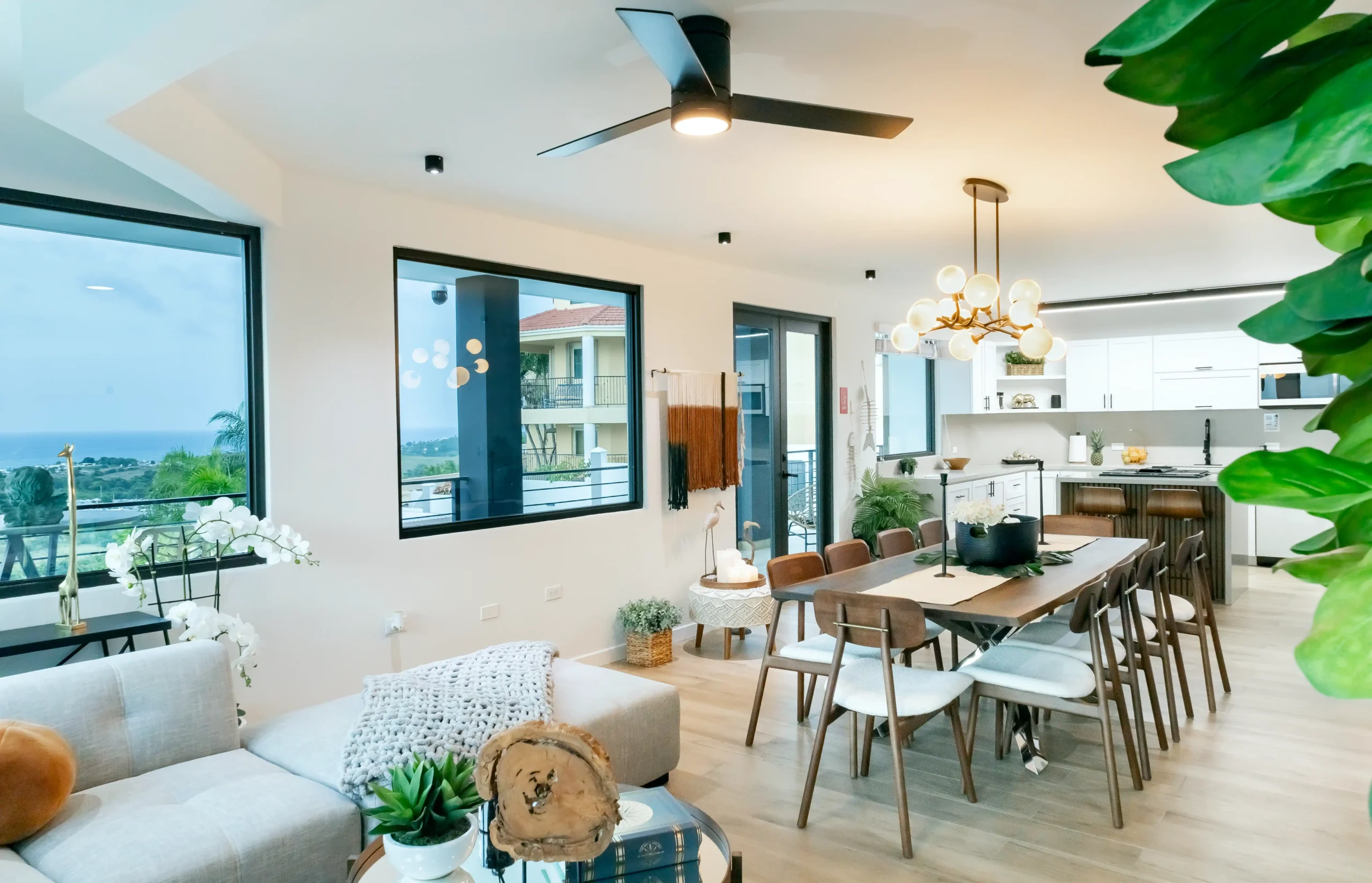 Spacious open-plan living and dining area at Blue Malibu PR in Camuy Puerto Rico