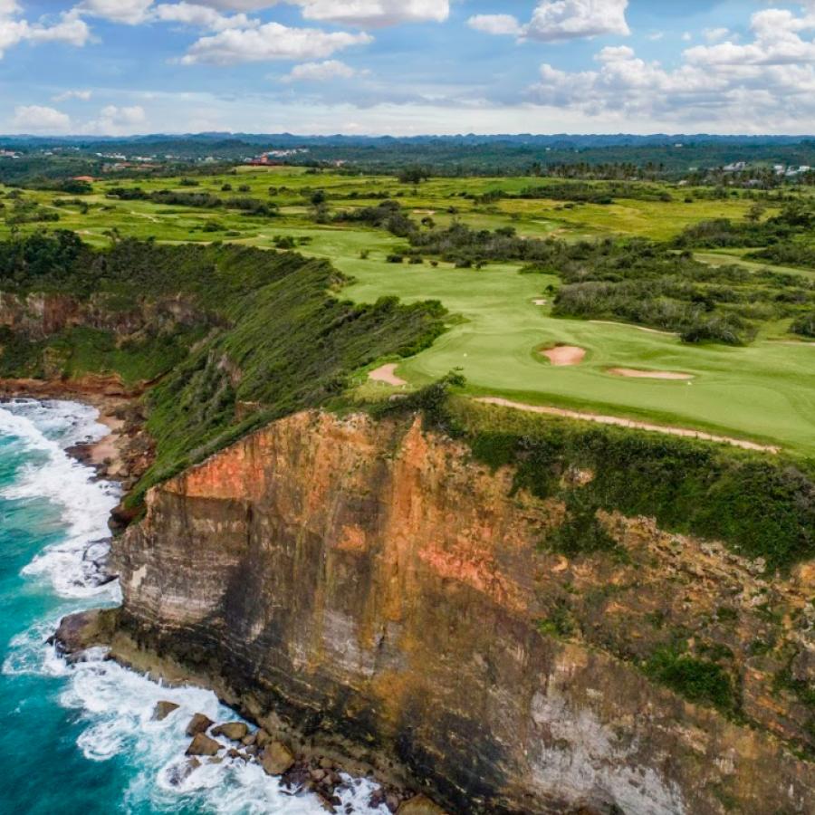 Scenic golf course with green fairways and coastal views in Puerto Rico